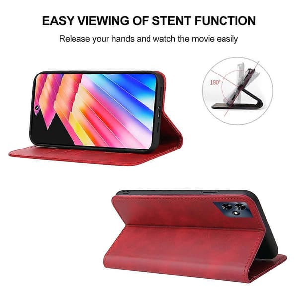 Læder Telefoncover med Magnetlukning Red For Infinix Note 30 Pro