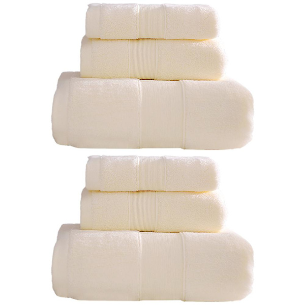 100% bomull 6-delat badhandduksset | 2 badlakan, 2 handdukar, 2 tvättlappar mjuka och absorberande Beige