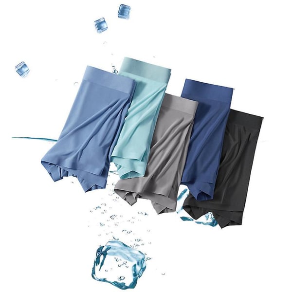 Spårlösa underkläder för män Ice Silk Boxer Sexiga genomskinliga genomskinliga byxor blue XL