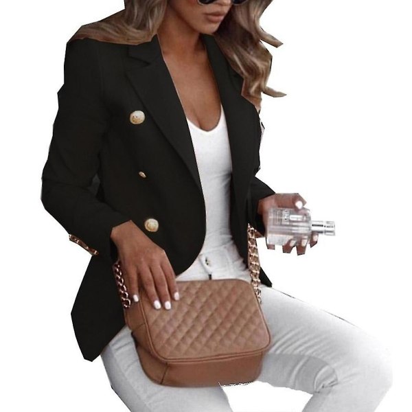 Dam eleganta smala enfärgade kostymtoppar Dam långärmad casual kort kappa för L D