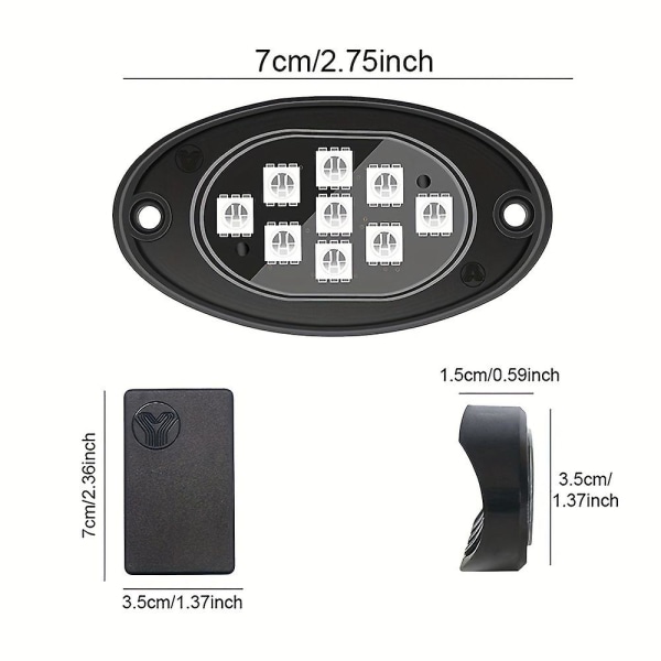 Stenljus för lastbilar, 4/6/10 Pods Rgb Led Stenljus med app/fjärrkontroll och musikläge, för pickup Off Road Jeep Rzr Suv Atv Utv Bil 6 pods