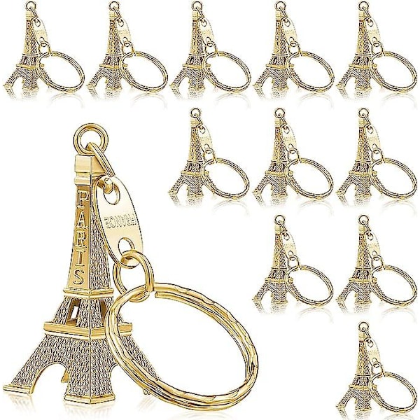 30 st Eiffel-tornet nyckelring Retro nyckelring Dekorationer Handväska Charms Staty Modell Bal Nyckelring Franska Souvenirer gold