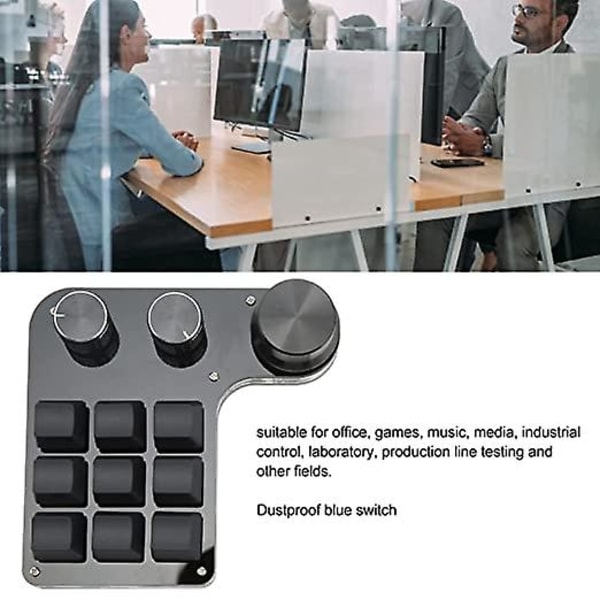 Mini Gaming Tastatur 9 Taster 3 Knapper Med RGB Baggrundsbelyst Programmerbar Genvejstast Tastatur Til Musik Kontor Medier