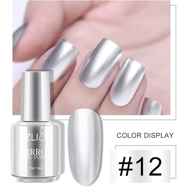 18 ml spegelnagellack, ljust färgglatt nagellack för nagelkonst, långvarigt spegeleffekt nagellim