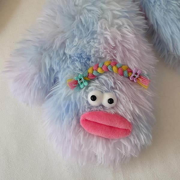 Korvmun Plush Vantar med Fläta Andningsbar Vindtät Student Handskar för Hemmet Fruit Green