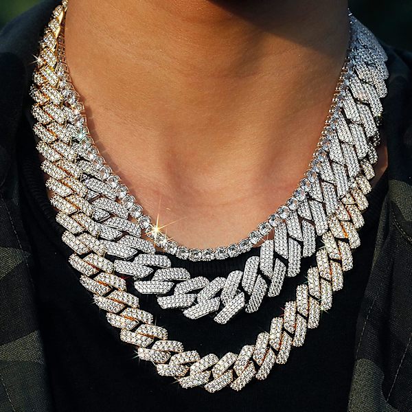 Cubansk Led Kæde 13mm Iced Out Cubansk Led Halskæde Guld Sølvbelagte Halskæder Kæde Diamant Kæde Hip Hop Smykke Gave