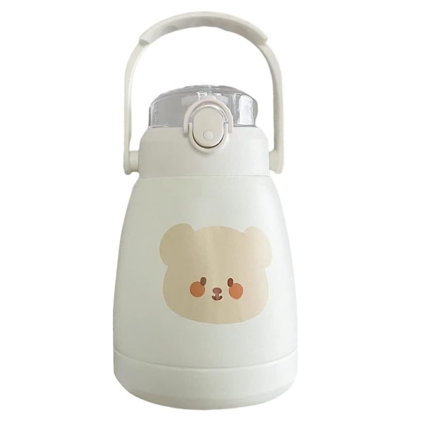 Thermal vattenflaska för småbarn Bärbara vakuumflaskor Läckagesäkra dryckesjuicebehållare för utomhusklättring, vit