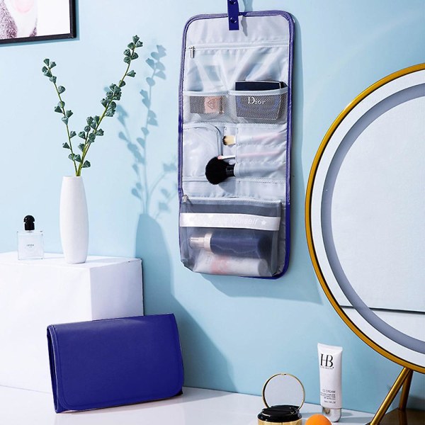 Ny Polyester Vasketaske Lazy Bærbar Kosmetiktaske Hjem Toiletartikler Opbevaringstaske navy blue