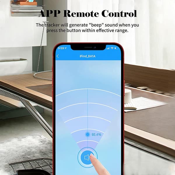 Trådløs Pet Tracker Nøgler Tasker Punge App Kontrol, kompatibel med Ios/Android telefoner, sort