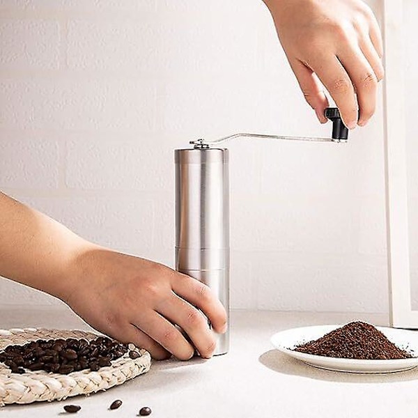 Manuell kaffekvarn, rostfritt stål bärbar handkaffebönamaskin 4.8*18.5cm