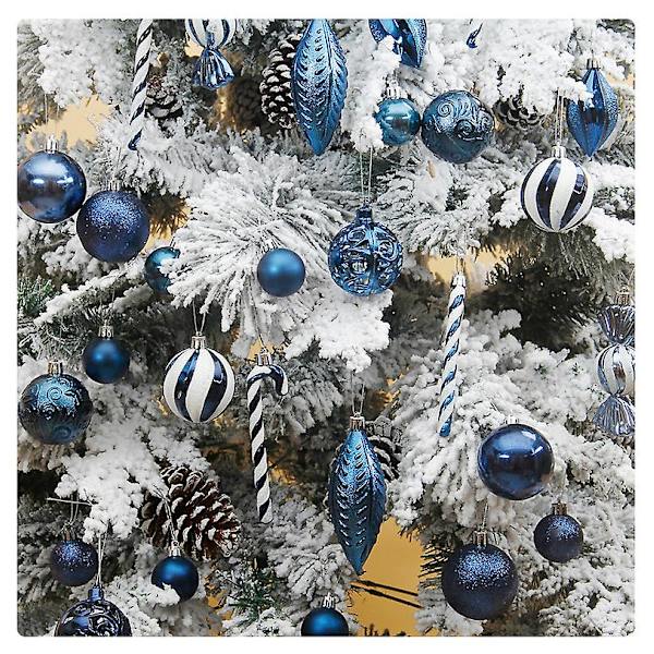Julgranskulor för juldekorationer, 40 st julgranskulor Blue