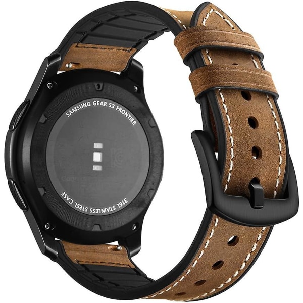 Kompatibel för Samsung Gear S3 Frontier Strap, Samsung Galaxy Watch Armband 46mm Läderrem Samsung Gear S3 Classic Watch Sport Band Rembyte