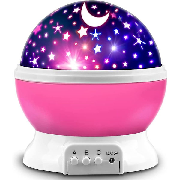Stjerneprojektor, Natlampe Gaver Roterende Stjerne Måne Lys, Pink