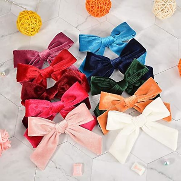 Stora hårrosetter Flickor Småbarn Sammet 5 Tum 10 st Hårklämmor För Flickor Alligator Baby Ponytail Hållare 10 PCS 5 Inch (Pack of 10)