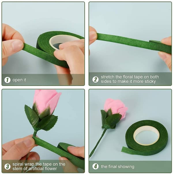 4 Ruller Blomstertape Til Buketstilk Omvikling Og Blomsterhandler Håndværksprojekter Tionsmørkegrøn