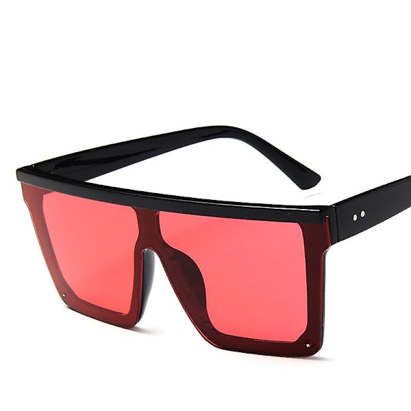 2023 Oversized neliönmuotoiset aurinkolasit naisille, vintage, suuret kehykset, muoti aurinkolasit naisille/miehille, Gafas De Sol Black T Red Free cloth