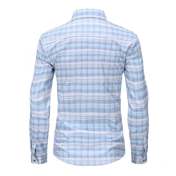 Slim-fit langermet skjorte for menn, herre skjorte med knapper Orange M