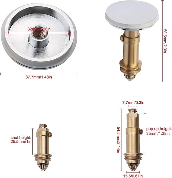 Pop-up afløb til køkkenvask, badeværelse, håndvask, badekar, massivt forkromet messing, 38 mm