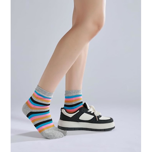 Dam Tabi-strumpor No Show Crew Split Toe för Sandaler Flip Flop Ninja Japan Bomull 6-pack