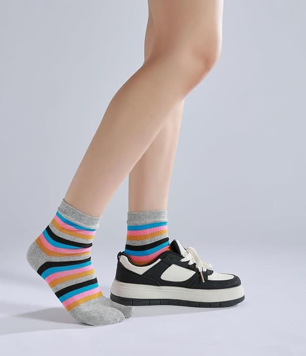Dame Tabi Sokker Usynlige Crew Split Toe for Sandal Flip Flop Ninja Japan Bomull 6-pakning