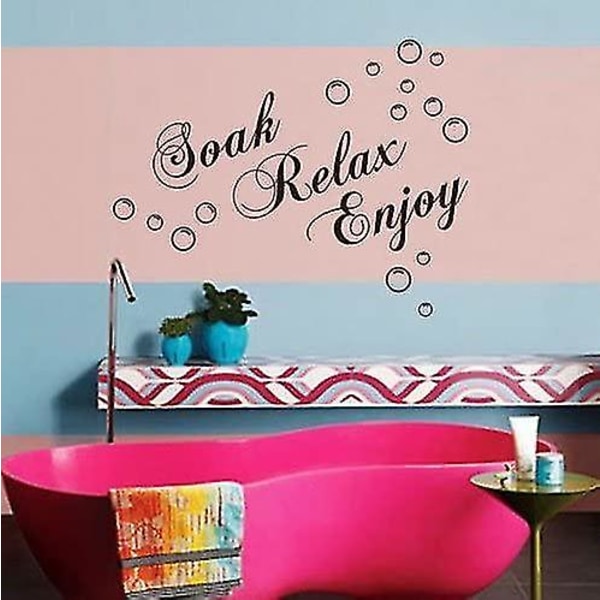 Klistermærker Soak Relax Enjoy PVC Vægklistermærke Mærkat Hjem Badeværelse Baggrund Indretning Aftagelig Sort