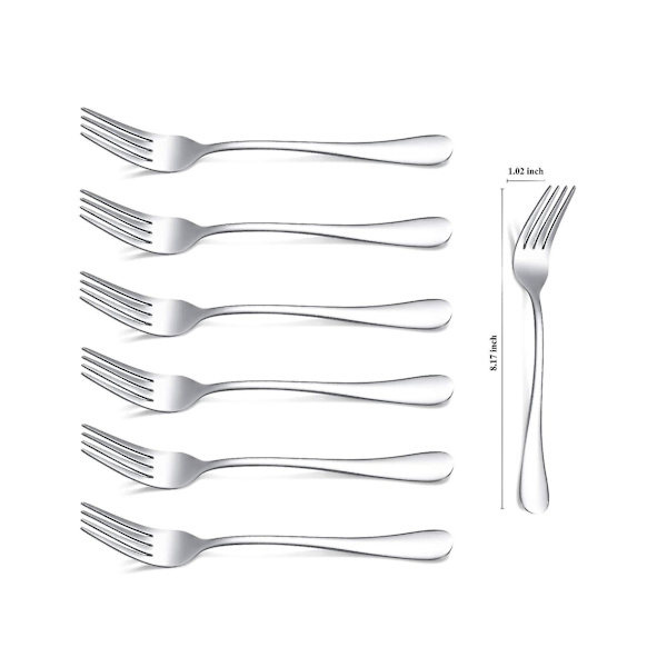 6-delad middagsgaffel, 8,17 tum gafflar, bestick, set med 6 middagsgafflar