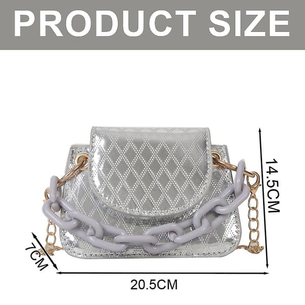 Mini Stone Liten Bärbar Kedja Slung Över Munnen Röd Väska Pu Läder Handväska silver