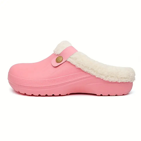 Mysiga vattentäta husslippers Anti-skid Slip-on skor inomhus för män Vinter skor Fuzz-fodrade träskor Pink EU39 40