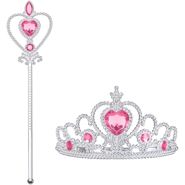Prinsesskläder Tillbehör för Maskeradklänning, Prinsesskrona/Elsa Krona/Tiara/Handskar/Trollstav för Jul Maskerad Karneval Halloween Födelsedagsfest silver