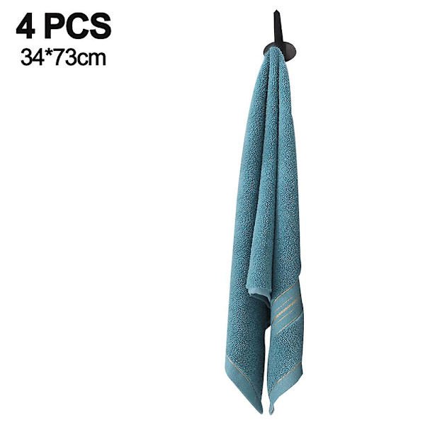 Snabbtorkande bomullshandduk för badrum, 34*73cm, set om 4 (blå) Blue