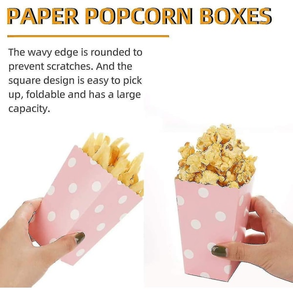 20-pak Popcorn Papir Popcornposer - Popcornæsker - Til Festsnacks, Slik