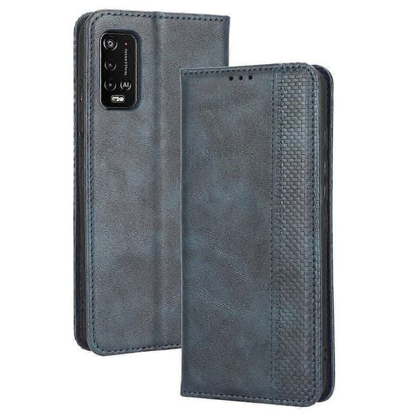 Magnetiskt spänne retro textur läder telefonfodral för Wiko Power U20 / U10 Blue
