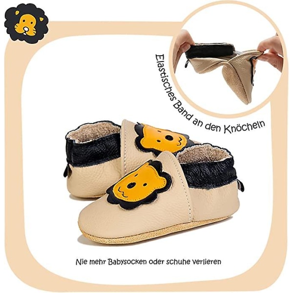 Babys Første Gåsko For Gutter Og Jenter, Myke Lærbarnesko, Krypesko, Småbarn / Babysko, Sklisikre Semsket Såler Black tiger 6 12 monate