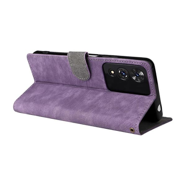 For Cubot A10 Wallet Case RFID-blokering PU Læder Cover Stativ View - Grøn Purple