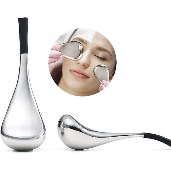 Cryo sticks, ansigtsmassage i rustfrit stål, isglobusser kølende rulle værktøj koldt til nakke øjne anti hævelse anti-aging behandlingsstave (sort)