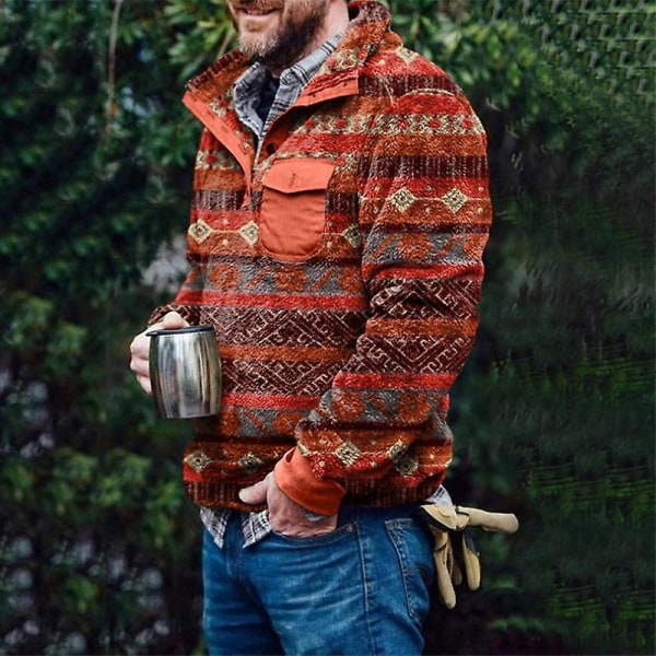 Herre Sweater, Varm Fleecejakke med Teddy Fleece Foring Green 2XL