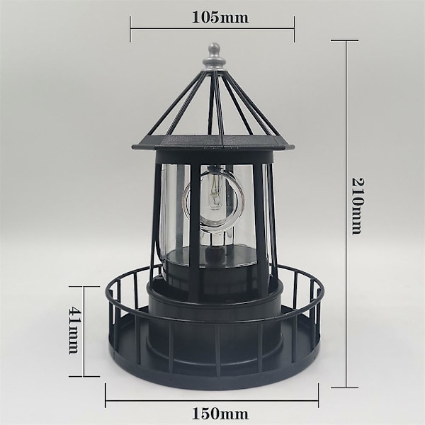 Led-aurinkovoimalla toimiva pyörivä majakkalamppu ulkokäyttöön, puutarhakoristelyhty