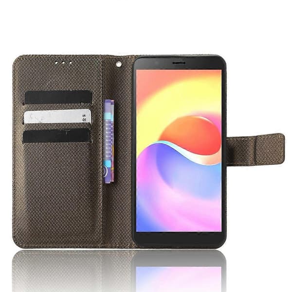 För ZTE Blade A32 Diamanttextur Läder Telefonfodral Brown