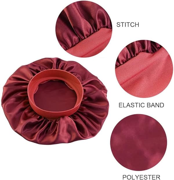 2 stykker elegante sovehetter for kvinner, elegant sovehette, hodeplagg med bredt elastisk bånd, silkehette (rødvin)