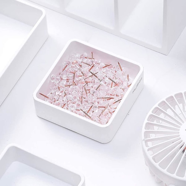 1 set med roséguldfärgade pappersklämmor, bindeklämmor, tryckstift med låda, skrivbordskombination, kontorsmaterialset för T