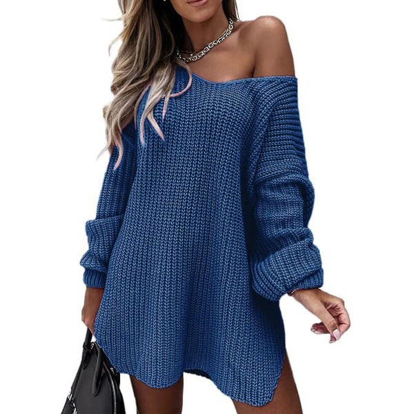 Høstklær for kvinner, sexy høstkort genser for skole, kontor, avslapning, hverdagsbruk 2XL Blue
