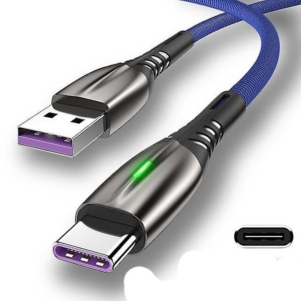 Usb Typ C Kabel Led Android Mobiltelefon Laddare Datakabel Blue For Type-C 1m (3.3ft)