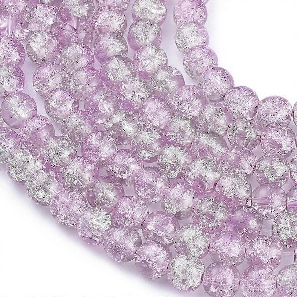 1 strengs crackeleret glas perler, runde blomme 8mm hul: 1.3~1.6mm 80 cm