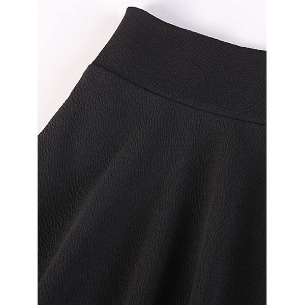 Kvinders Plettet Miniskørt, Solid Ruffle Lingeri Skørter Med Shorts Black S