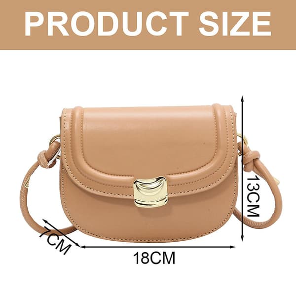 Axelväska Mini Pu Koppling Väska Dam Mode Handväska Solid Färg Sadelväska Plånbok khaki
