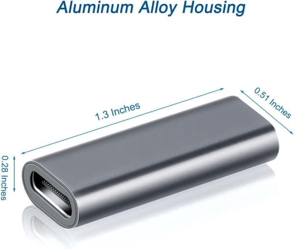 USB-C Liitin 3 kpl, USB C Naaras-Naaras -sovitin, USBC 3.1/10 GBps, 100 W PD-liitin Type-C-kaapelille, Thunderbolt 3 Gray