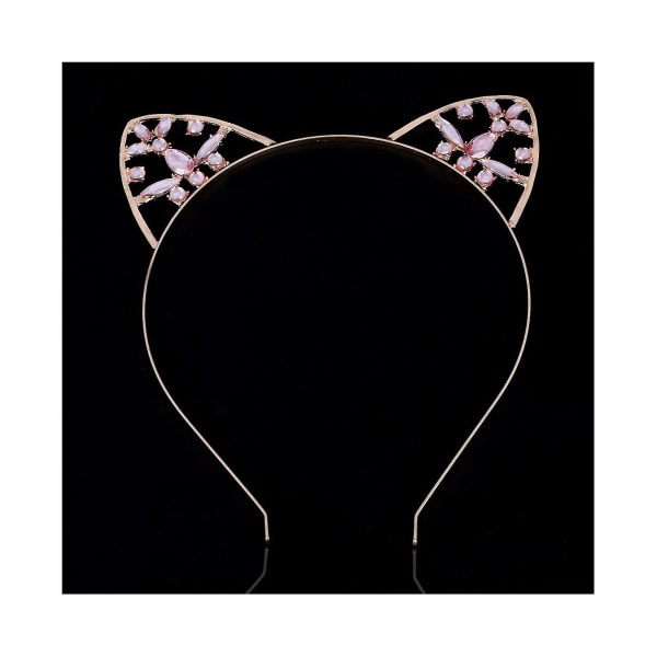 Blå kattöron kristallhårband strass födelsedag hårstyling hårstycke fest kostymhår Fuchsia