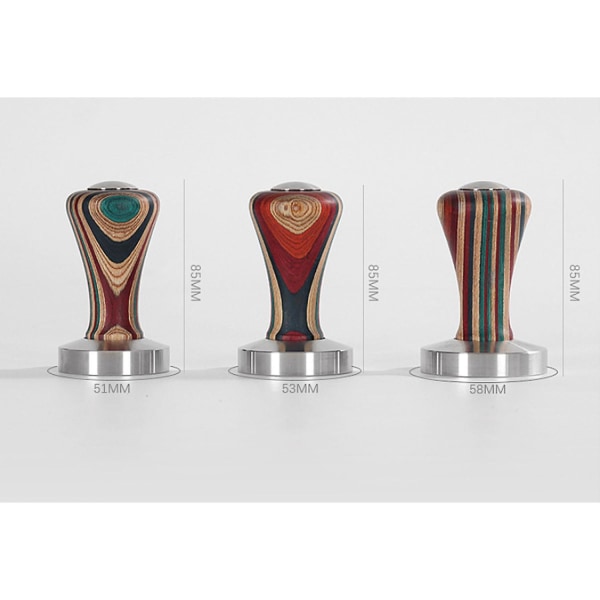 Kaffetamper i rustfritt stål (53 mm farget tretamper)