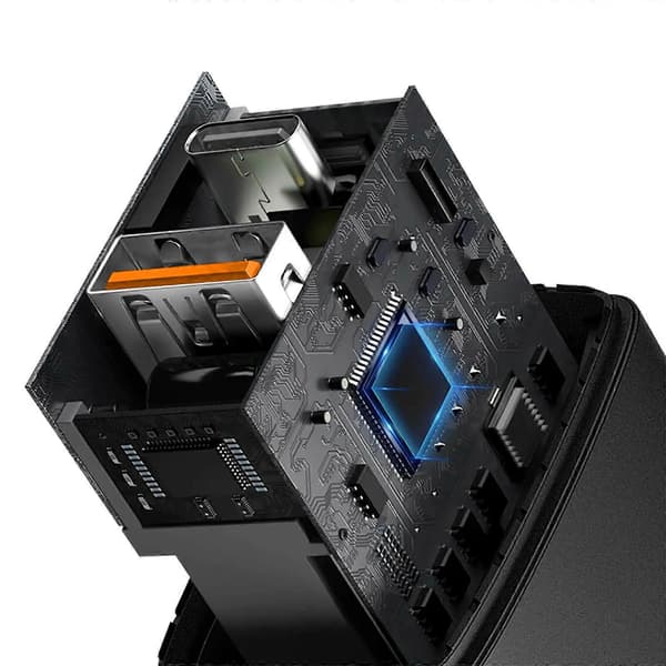 Dobbel lader USB-A QC 3.0 + USB-C PD 20W Hurtiglading Akashi hvit Black