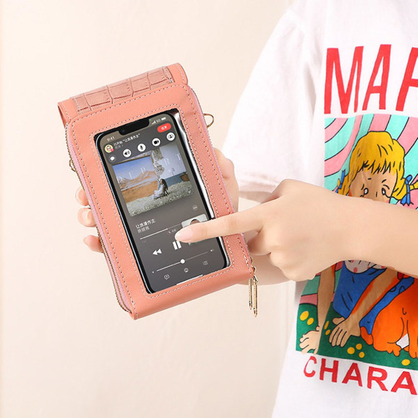 Damväskor Mjuka Läderplånböcker Touch Screen Handväska Elegant Pu Läder Handväska Axelväska För Damers Födelsedag Pink
